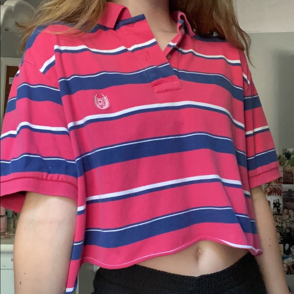 Chaps cropped collared tee
